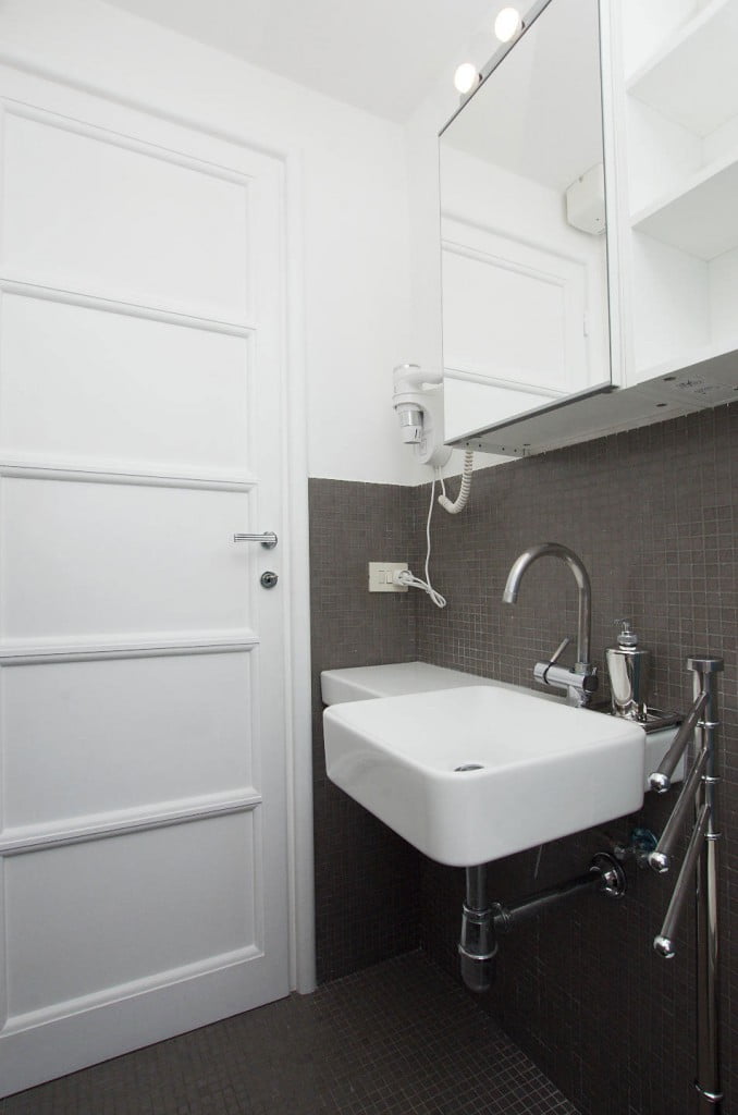 Bathroom with wall hair dryer